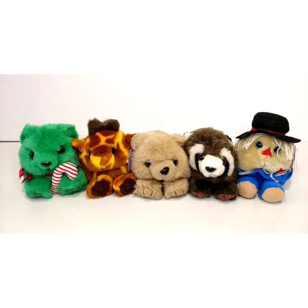VTG PUFFKINS Plush Halloween Patches &‎ Christmas Jingles + Bear Raccoon Giraffe